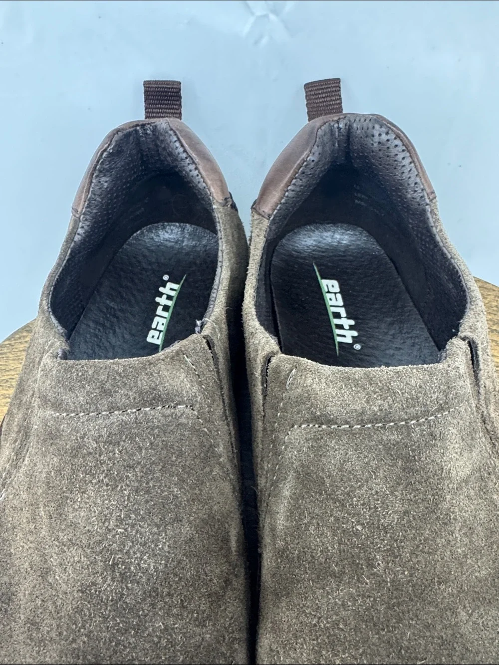 Earth Womens Radius Caribou Brown Suede w/ Leather Slip-On Moccasins, sz 8,5